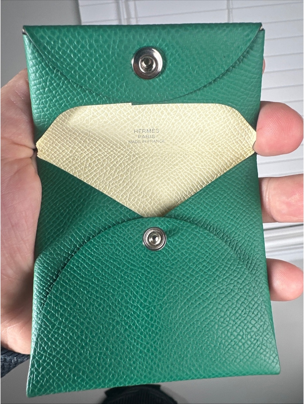 Hermes Bastia Coin Purse Epsom Leather Green 2024 W Stamp